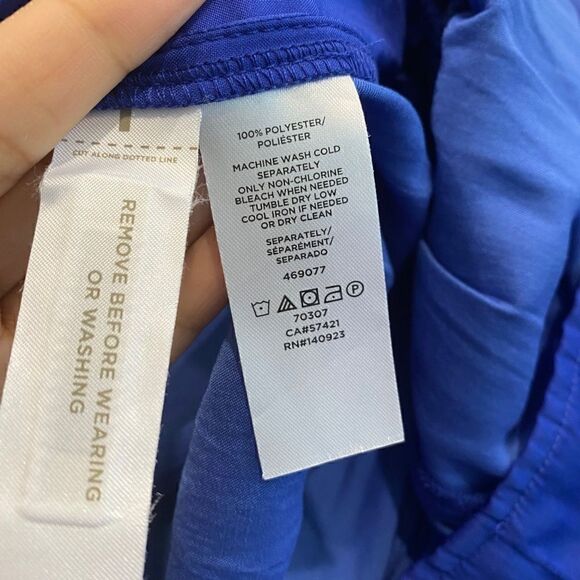 Loft V Neck Keyhole Back Silky Romper Royal Blue - Picture 9 of 10